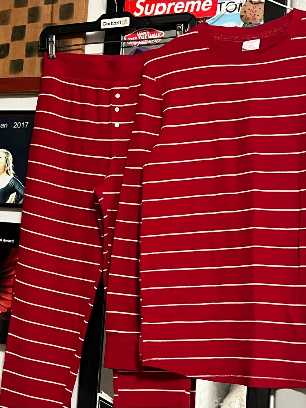 Women’s Red Stripe Knit Top & Pants Set